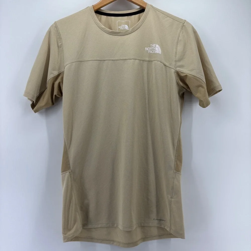 The North Face FlashDry Shirt Mens Small Tan Performance Hiking Training Tee